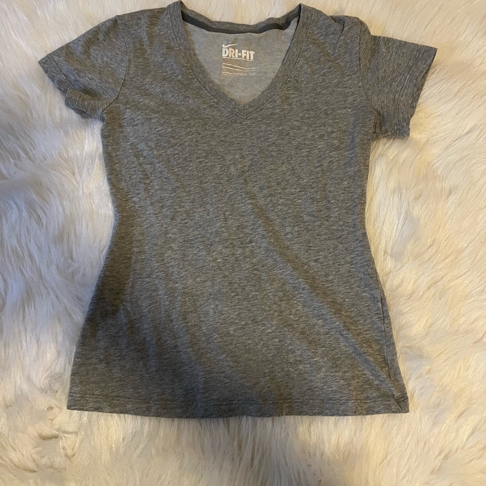 Nike DRI-FIT Heather Gray V-Neck Tee